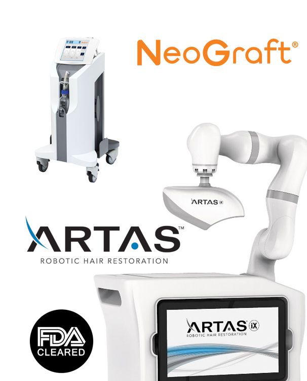 Robotic hair restoration devices by ARTAS and NeoGraft.