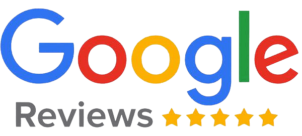 Google Reviews logo with five stars.