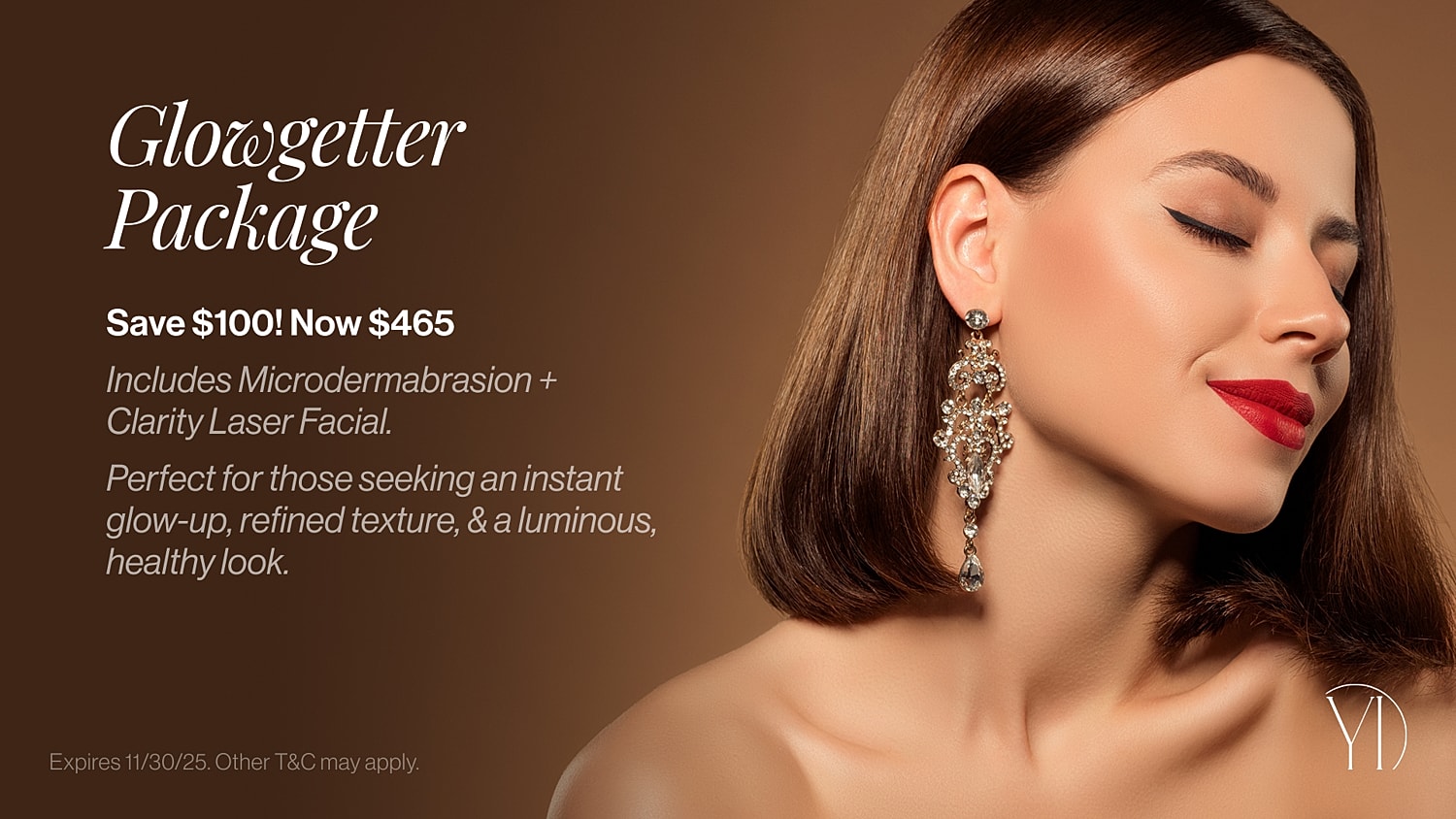 Glowgetter package promotional image with facial treatment details.